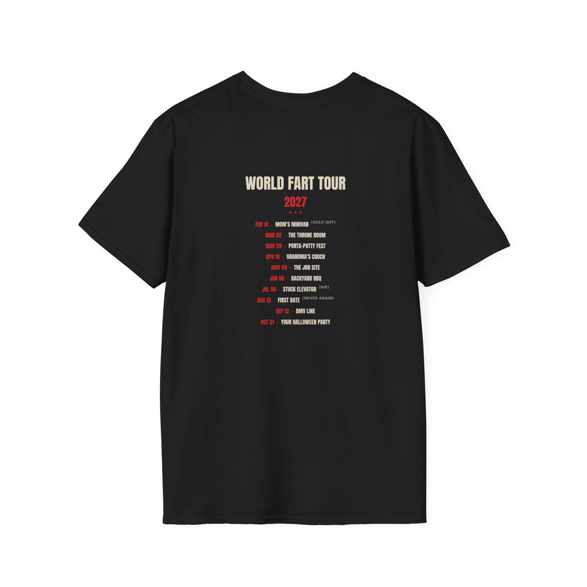 World Fart Tour 2027 T-Shirt — Funny Tour Shirt Gag Gift for Men